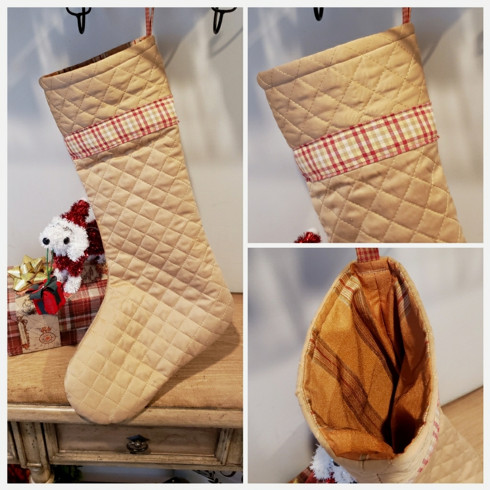 🌲Handcrafted fully lined quilted stocking
